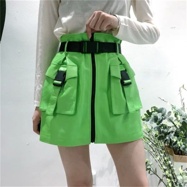 

2021 genuine new fashion sheep hide g32 skirt 1945, Black