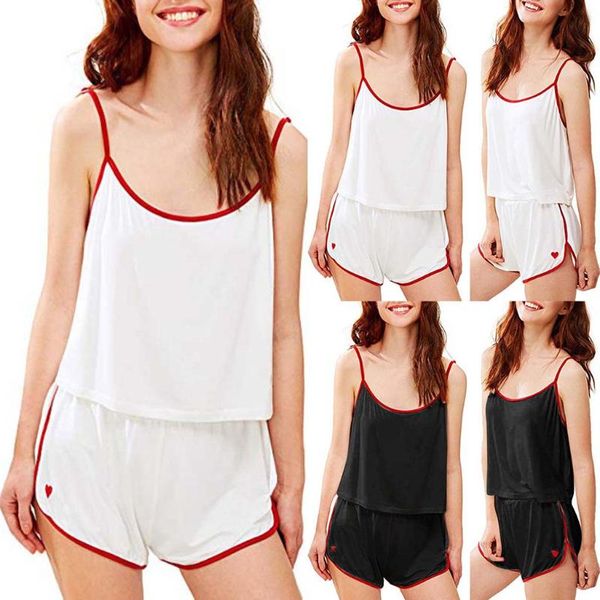 

ladies suspender u-neck split pajamas set home service silk comfortable underwear silk babydoll satin summer pajamas, White;black