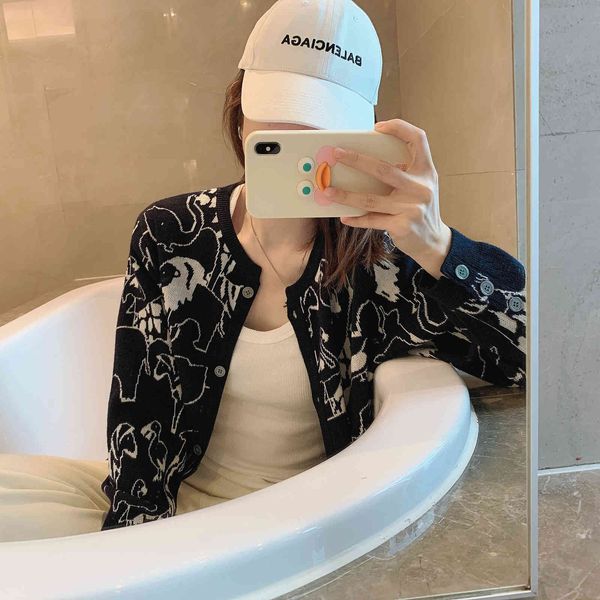 

2020 new full body animal pattern versatile casual fashion cardigan top, White