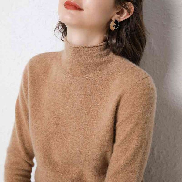 

women's sweaters blouse autumn 100% cashmere wool sweaters and soft women's turtleneck long basic jumper sleeve 8yv2, White;black