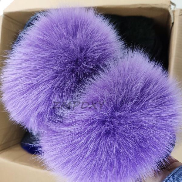 

women real fur slides cute fluffy furry hair slippers soft flat eva sole outdoor flip flops ladies luxury beach sandals1, Black