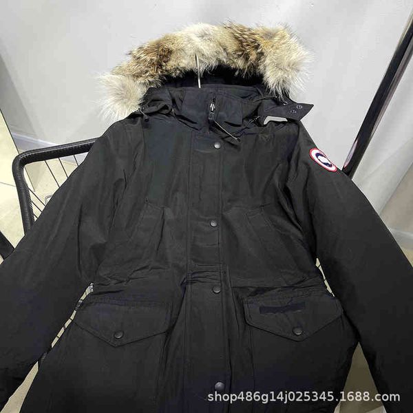 

women's down & parkas autumn and winter m montparker down jacket medium long outer hooded detachable white duck x4dn, Black