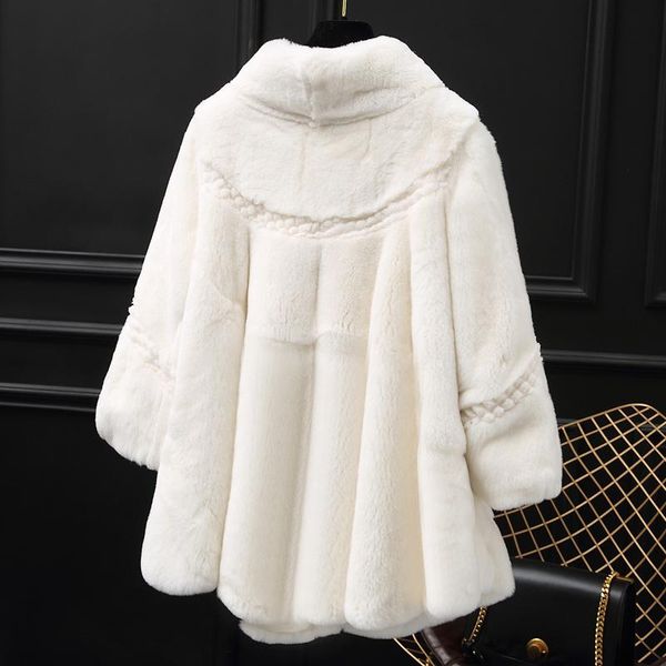 

women's fur & faux real female korean long jacket winter coat women clothes 2021 warm natural coats manteau femme my, Black