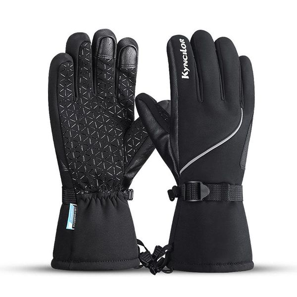 

cycling gloves bicycle warm winter protection waterproof outdoor sports windproof touch screen glove anti skid ski, Black