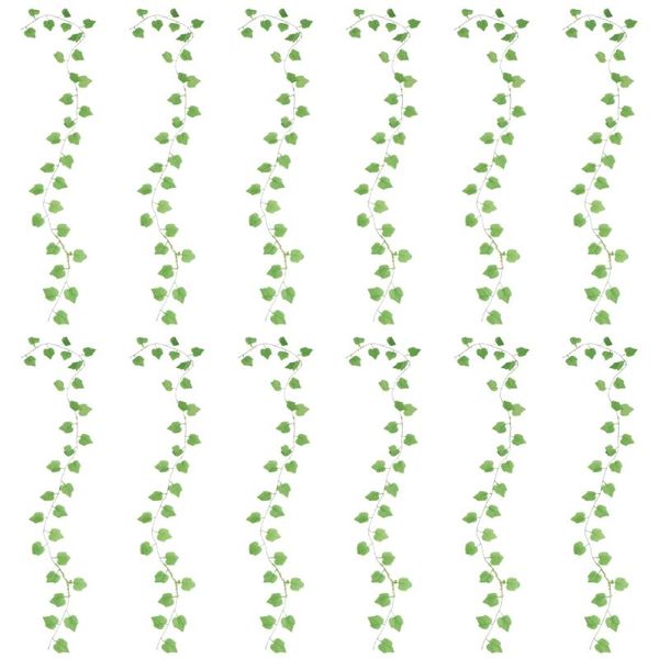 

12pcs imitated green leaf rattan vines creeper leaf vine decorations (green)