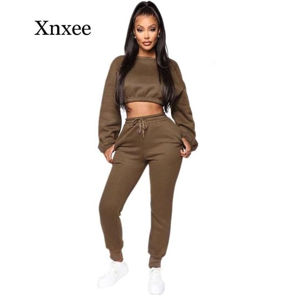 

two piece dress autumn winter outfits fleece hoodies set tracksuit women sweat suits leisure suit loungewear, White