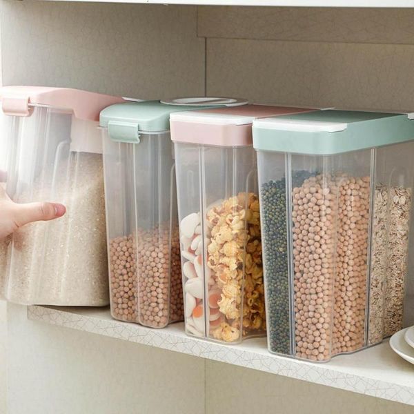 

storage bottles & jars food box set grain beans container 4 in 1 plastic clear for cereal dispenser rice bucket noodle pasta seal