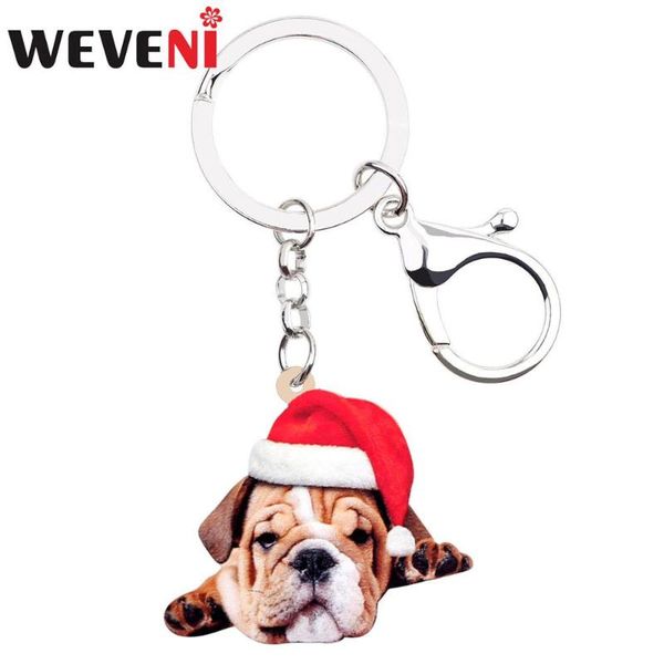 

keychains weveni acrylic christmas sweet shar pei dog key chains rings pets jewelry car bag purse keychain women girl charms gift bulk, Silver