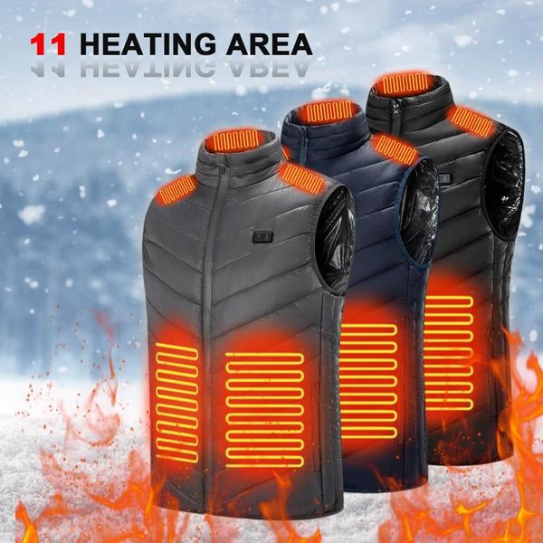 

men's vests heated vest jacket coat solid outdoor winter warm zipper pockets stand collar electric heating sprots thermal #, Black;white