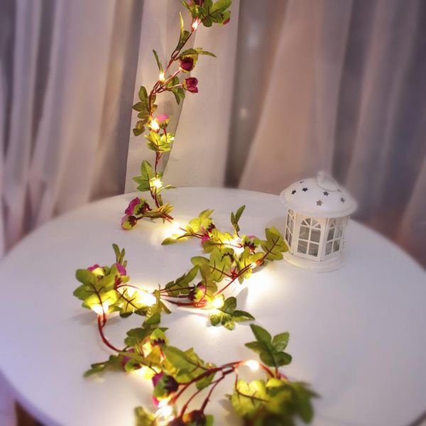 

2m 20led flashing rose flower string lights 3 battery operated rose vine fairy garland light christmas wedding home decoration