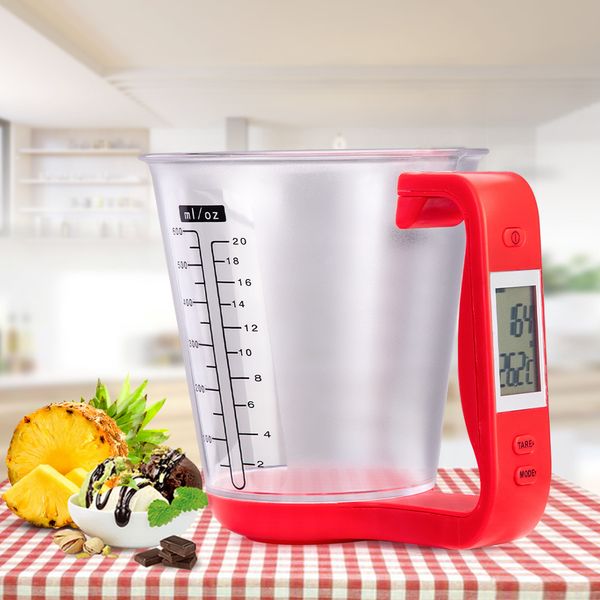 1kg / 600ml escala de cozinha copo de medição digital para alimentos Líquido Peso de cozimento Cozinhar Medição de Temperatura Plástico 210312