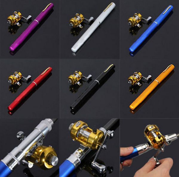 

spinning rods aluminum alloy pen fishing rod mini pocket fish pole reel telescopic
