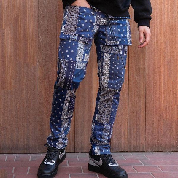 

men's pants autumn style 2021 cashew print mid-waist loose casual trousers street wear streetwear men clothing, Black
