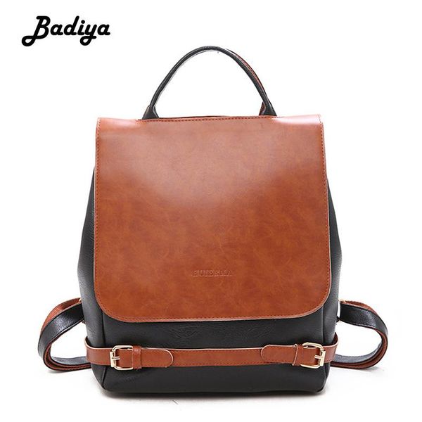 

outdoor bags vintage women backpack trendy solid brief college style school bag pu leather knapsack fashion ladies shoulder