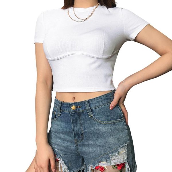 

women's t-shirt casual basic white jacket elegant short sleeve high street cotton summer