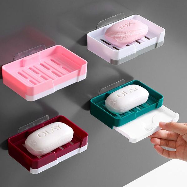 

soap dishes creative wall hanging holder drawer type double layer without holes portable bathroom for kitchen