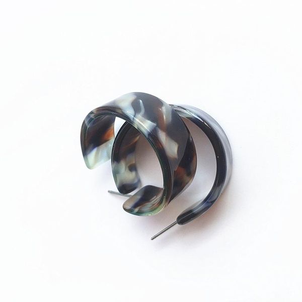 

hoop & huggie ujbox women resin acetate earrings girls big acetic acid wide factory wholesale wedding party jewelry gift, Golden;silver