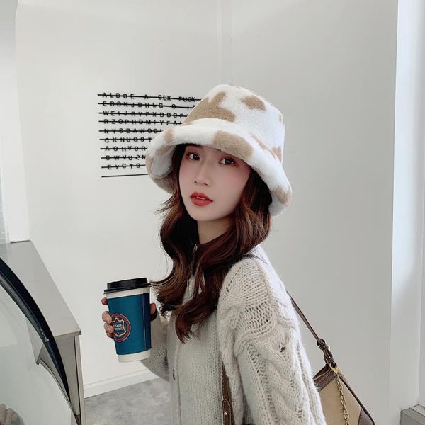 

wide brim hats hat women's autumn and winter plush warm fisherman's fashion basin, Blue;gray