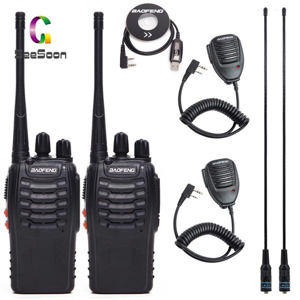 

walkie talkie 2pcs baofeng bf-888s uhf two way radio bf888s handheld 888s comunicador transmitter transceiver+ 4 headsets
