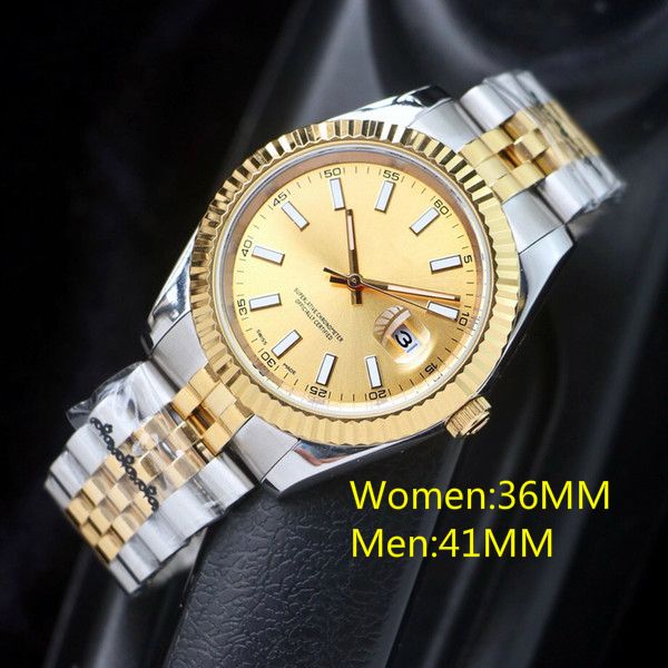 

36mm mens watches automatic movement stainless steel watches women 2813 mechanical watches waterproof luminous wristwatches, Slivery;brown