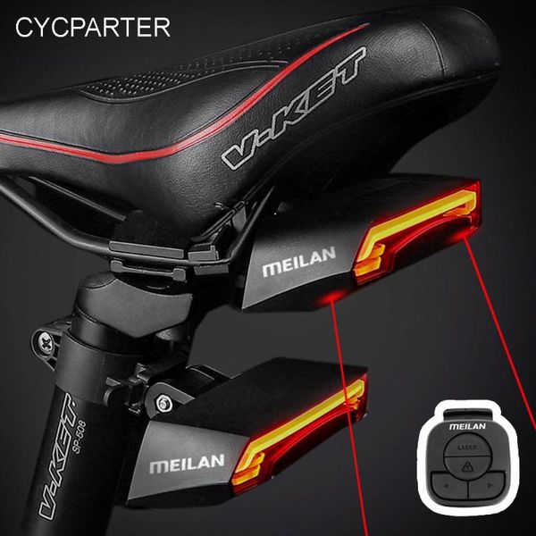 

meilan x5 smart bike tail light turn signals automatic brake light wireless usb remote control rear safety warning lights