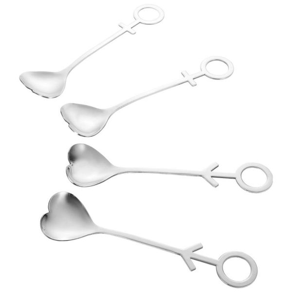 

spoons 2pcs creative dessert couple coffee stirring (silver)