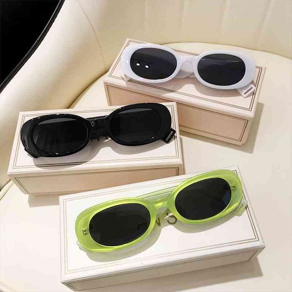 

trendy oval rectangle sunglasses vintage women 90s brand design tortoise shell green frame sun glasses men shades s433, White;black