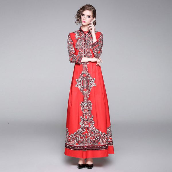 

runway woman sleeve elegant red printed party dress vintage dresses fios, Black;gray