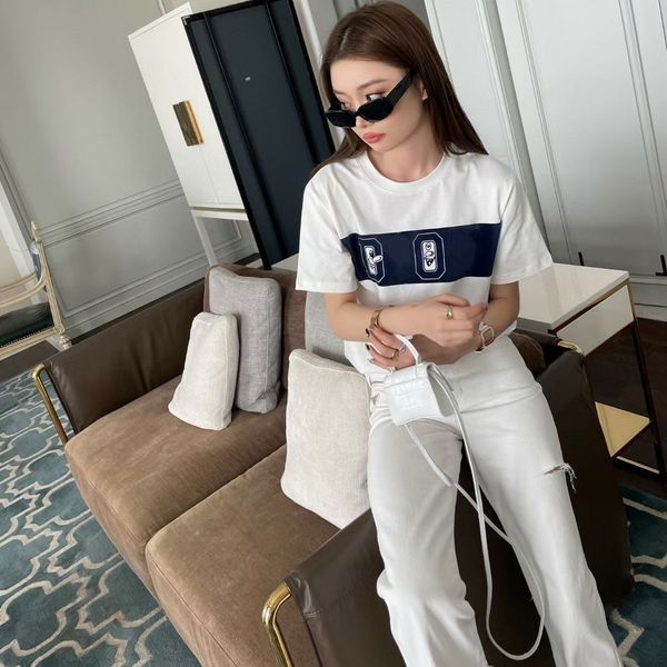 

t shirt d family 2021 spring and summer couple round neck short sleeve casual top, White