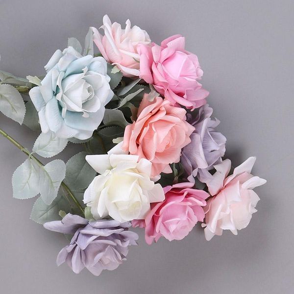 

decorative flowers & wreaths 2 heads rose artificial flower fake leaf velvet silk for home party wedding decoration