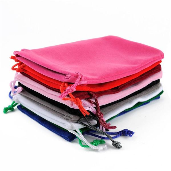

gift wrap 50pcs 5x7 7x9 8x10 9x12 cm white red black velvet bag jewelry packaging bags wedding party decor drawable pouches 66