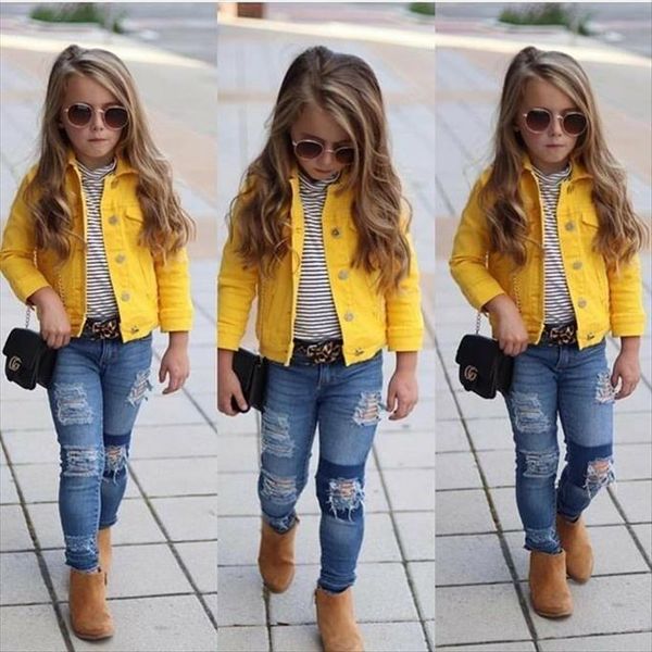 

kids girl casual long sleeve denim jacket outwear button coat fashion spring autumn clothes for 1 6years children, Blue;gray