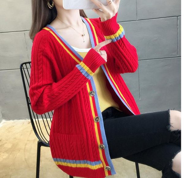 

2021 spring and autumn winter with new style fashion long sleeve women's sweater coat@q16, White;black