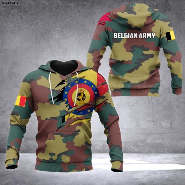 

men's hoodies & sweatshirts belgian soldier army veteran brazil skull 3d printed hoodie man women zipper pullover sweatshirt jersey str, Black