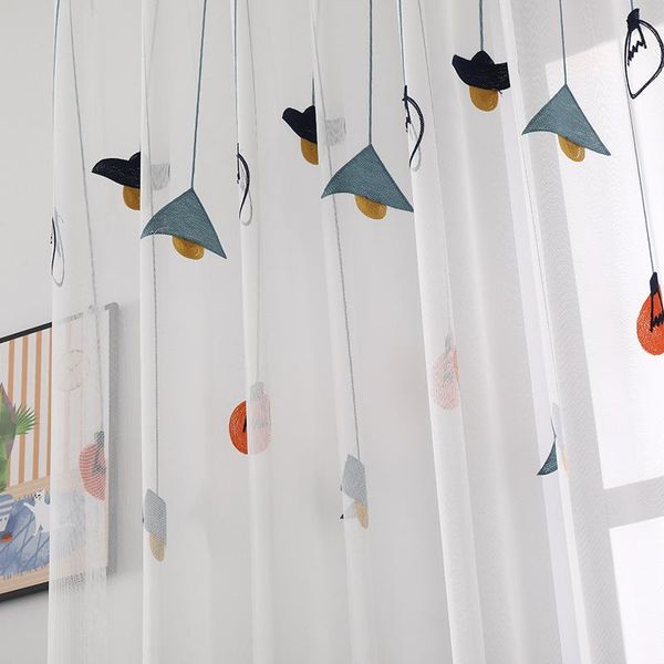 

wanjia lights simple embroidered thin window screening white light translucent curtains for living room and bedroom
