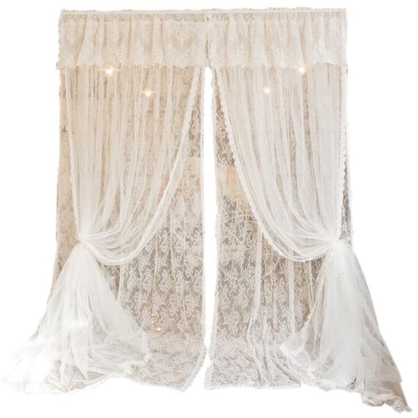 

curtain & drapes double layer lace white curtains rococo vintage princess fresh sheer for living room voile with ruffle