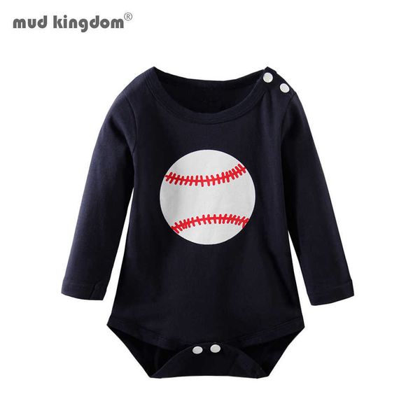 

mudkingdom baby boys rompers long sleeve baseball cotton spring jumpsuit for kids 210615, Blue