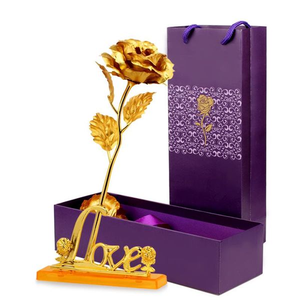 

decorative flowers & wreaths drop 24k foil plated gold rose valentine's day creative gifts for mon women lasts forever love wedding dec