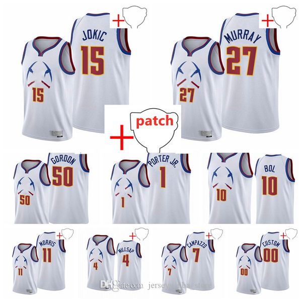 

denvernuggetsmen nikola michael porter jr. facundo campazzo jokic aaron jamal murray gordon monte morris 2021 playoffs white basketball jers, Black;red