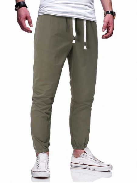 

men slant pocket drawstring pants s03f#, Black