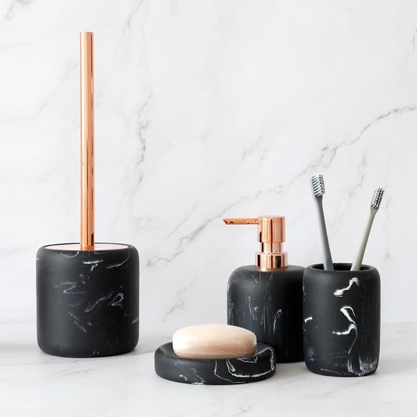 

bath accessory set bathroom toothbrush holder home mouthwash cup toilet brush soap dish lotion dispenser marble