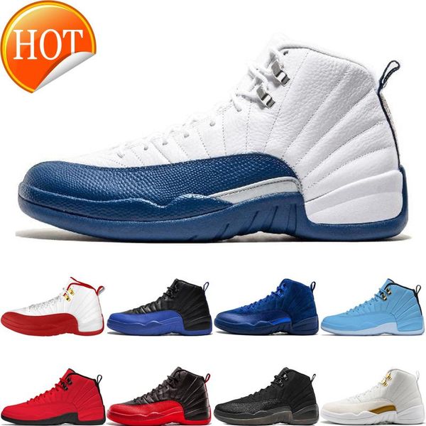 

new arrive 12 12s basketball shoes fiba game royal french blue deep royal blue bulls unc flu game o -black mens sport sneakers l