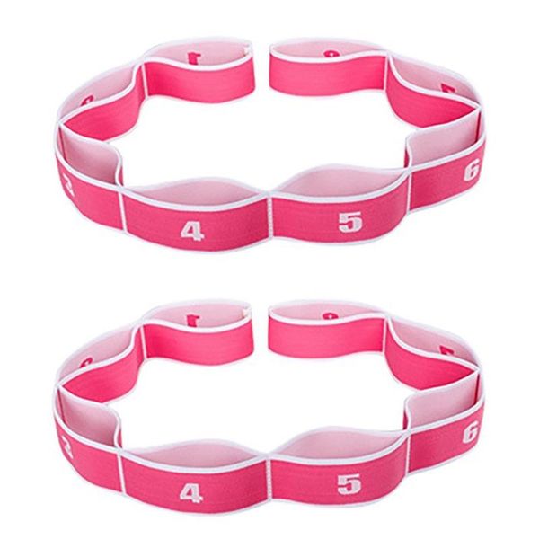 

2 pcs yoga stretching belt fitness yoga pilates elastic band 8 loop elastic nylon latex tape stretching belt