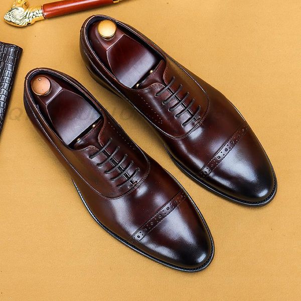 

dress shoes men italian handmade s genuine leather black brown lace up brogue wedding derby for 1q96