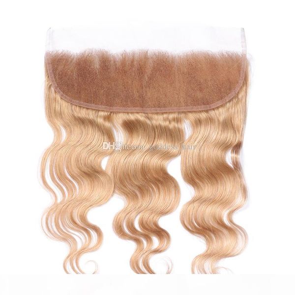 

honey blonde #27 full lace frontal with baby hair brazilian body wave human hair glueless ear to ear lace frontal for woman, Black;brown