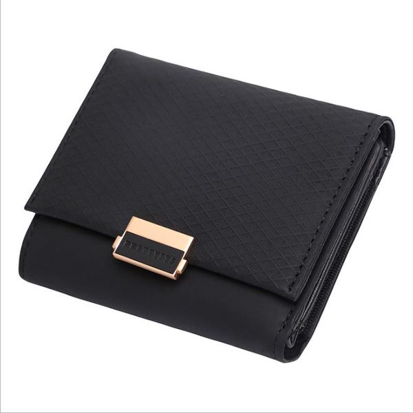 

wallets 2021 luxury wallet female leather women purse plaid ladies change card holder coin small purses for girls, Red;black