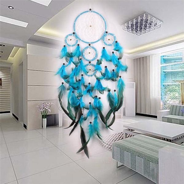 

feather crafts dream catcher brown wind chimes handmade dreamcatcher net for wall hanging car home decorations 1 pcs