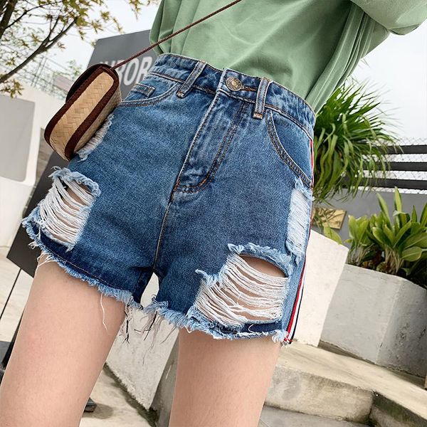 

women's jeans shorts women denim short female summer trendy chic womens loose students pockets solid zipper wide leg daily kore, Blue