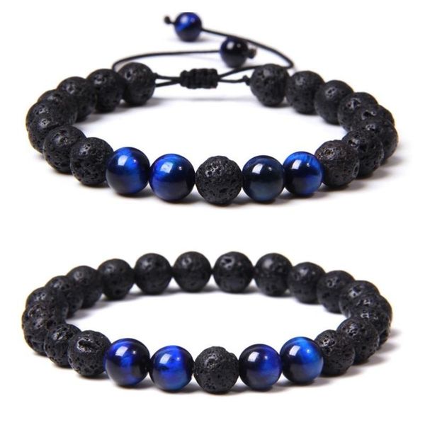 

beaded, strands 8mm black lava bead navy tiger eye stone bracelet for women men essential oil diffuser energy jewelry buddha strench