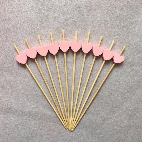

100pcs / bag fruit toothpick fun dessert fork cocktail sign birthday decoration party portable pastry fork 12cm bamboo stick